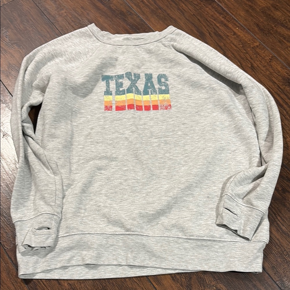 Sz L Gray Texas Graphic Sweatshirt
